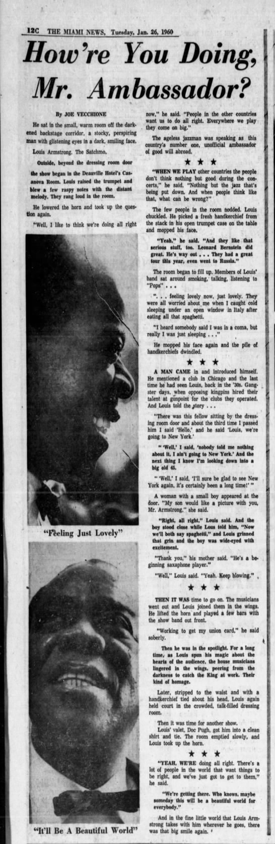 Louis Armstrong Newspaper Article