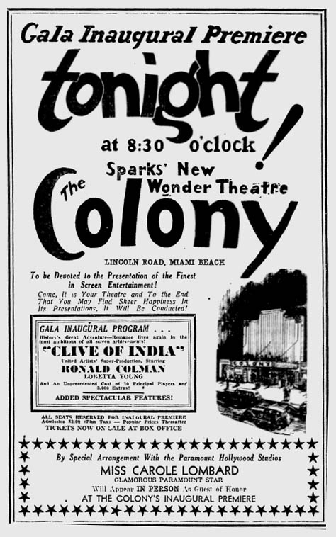 Colony Theatre Vintage Ad